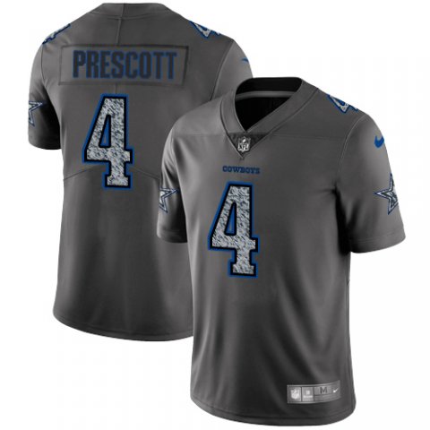 Men's Dallas Cowboys #4 Dak Prescott 2019 Gray Fashion Static Limited Stitched NFL Jersey